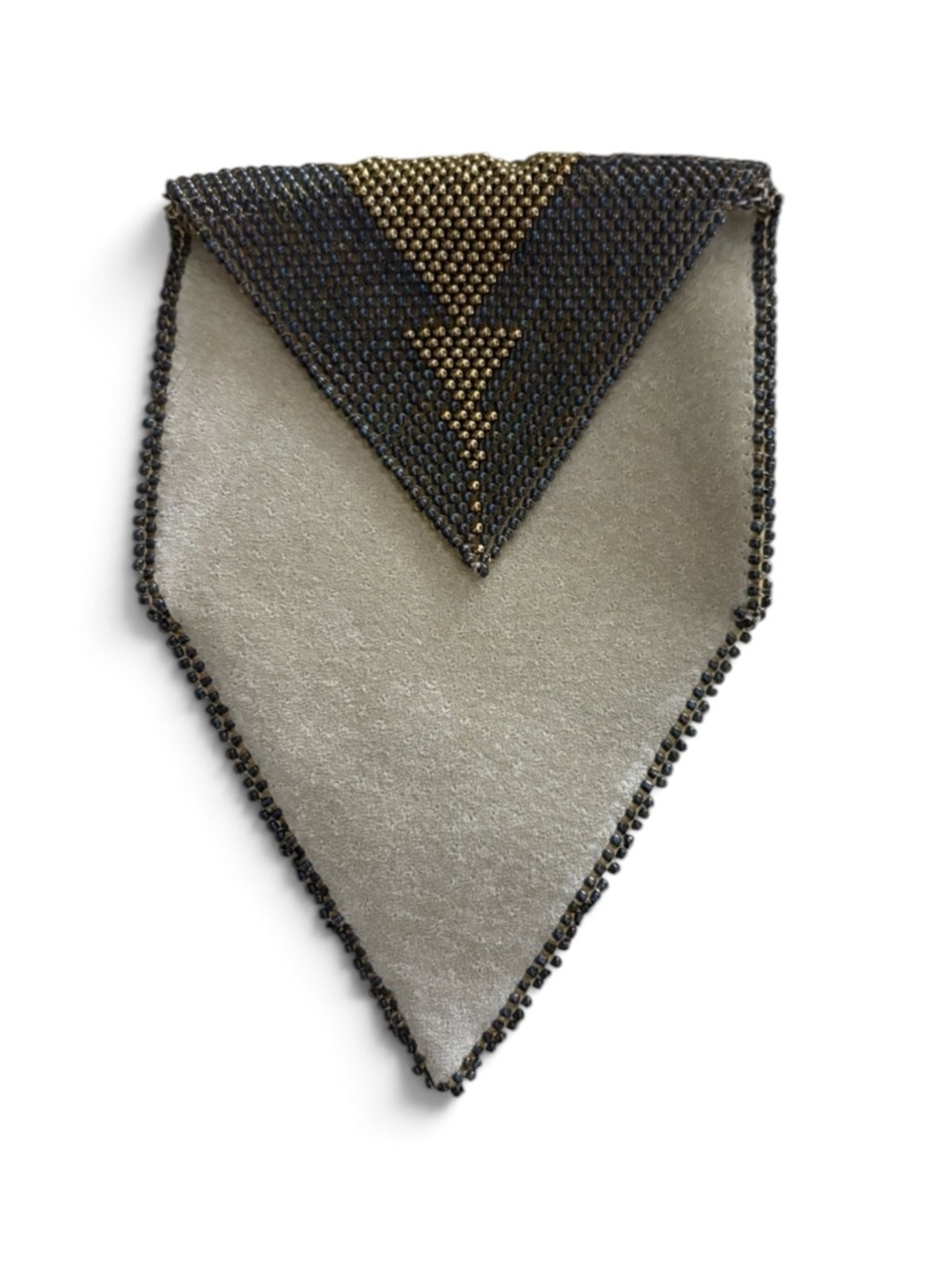 Soft Tan Suede Beaded Vintage Handmade Pouch